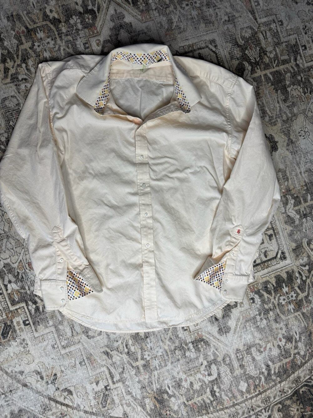 Robert Graham Shirt Mens Size XXL White Flip Cuff Casual Button Up Long Sleeve